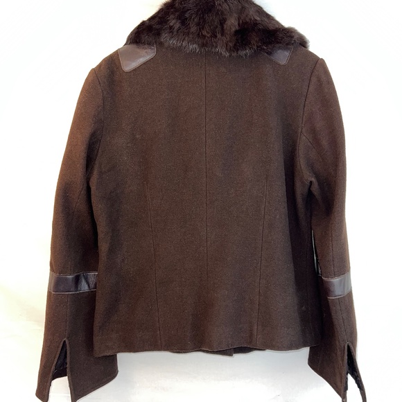 Rudsak - Vintage Short Peacoat - In Brown Leather, Wool and Rabbit Fur - 80% OFF - Picture 2 of 16